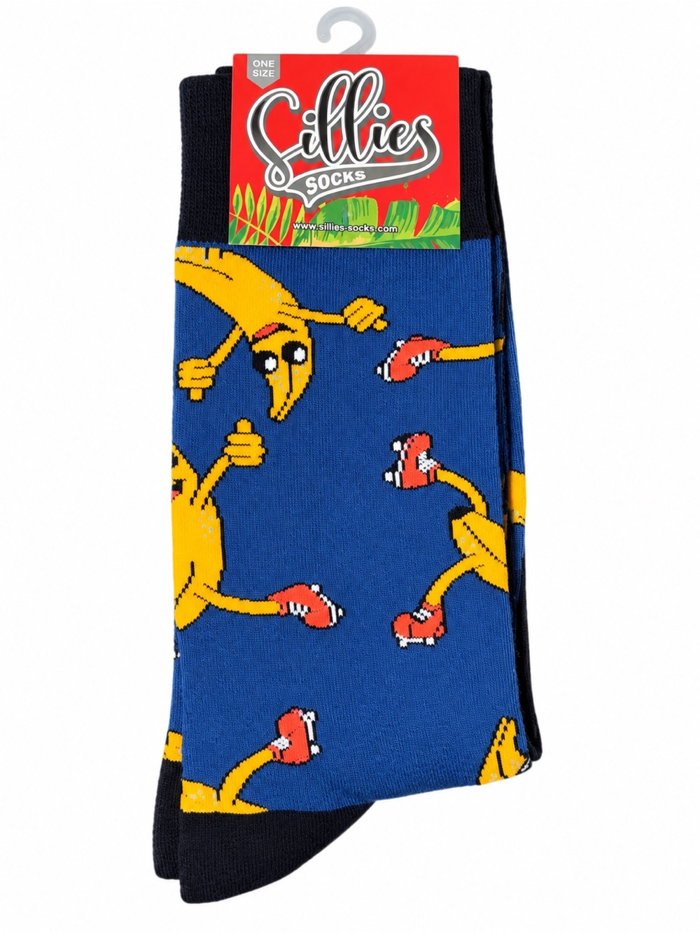 Sillies Socks Funny Dancing Banana Crew Socks Blue One Size NWT
